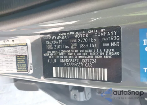 2020 Hyundai Venue Sel из США, поврежденный, VIN KMHRC8A37LU037724